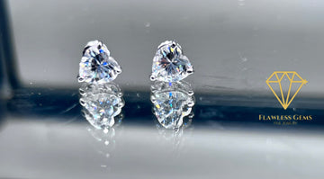 Heart Shaped VVS Stud Earrings 925 Silver
