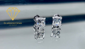 1 ct Princess Cut VVS Stud Earrings