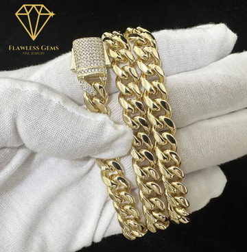 Heavy 12mm iced out 14k gold Cuban chain