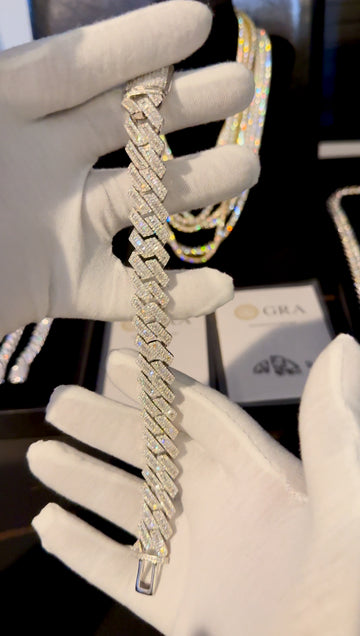 16mm Iced Out Cuban Bracelet VVS Baguettes